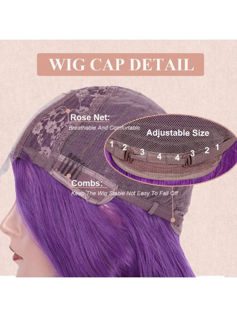 26 Inch Women's Purple Long Wavy Curly Hair Wig Halloween Cosplay